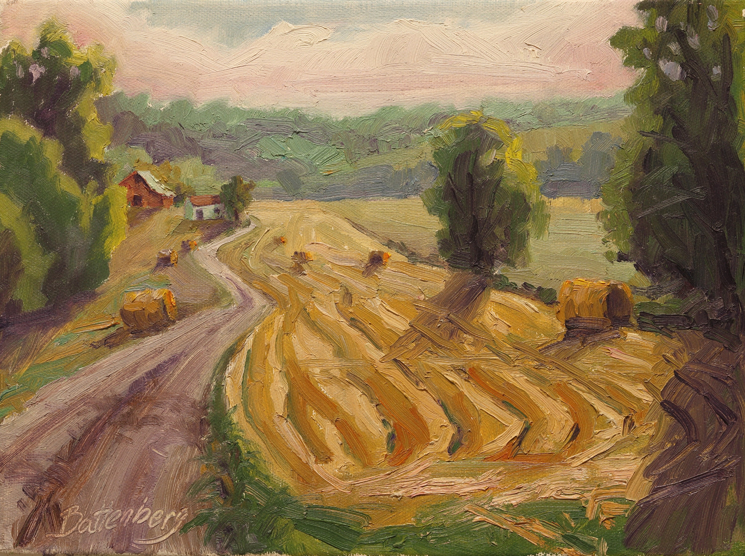 Hayfield Oil Painting, Rustic Charm, Country Elegance, Golden Harvest ...