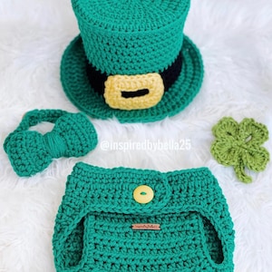 Baby outfit crochet , St Patrick's Day , Leprechaun hat , photography baby outfit  , Irish baby outfit, Leprechaun crochet set