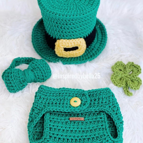 Baby Outfit gehäkelt, St Patrick es Day, Leprechaun Mütze, Fotografie Baby Outfit, Irisches Baby Outfit, Leprechaun Häkelset