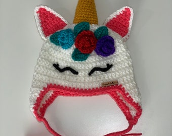 Unicorn crochet hat hat toddler , handmade , unicorn , crochet hats