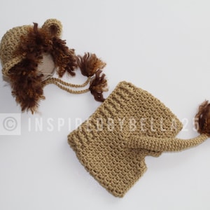 Handmade Crochet Newborn Lion Outfit, baby photo prop, newborn outfit , lion crochet set