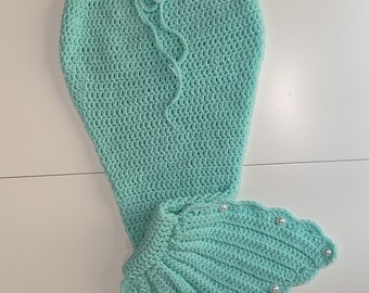 Handmade crochet mermaid tail for toddler mermaid crochet tail, bikini top and flowers hair band