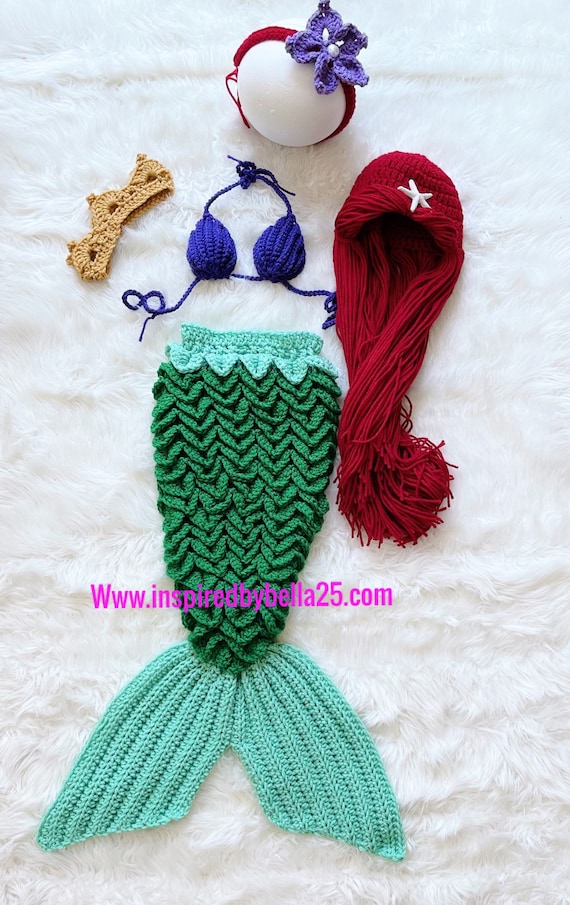 Baby Mermaid Crochet Photo Prop Newborn 12months the Little Mermaid Costume Crochet Inspired in Movie Disney Crocodiles Stitch Design Etsy Canada