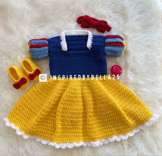 crochet snow white dress Snow White Crochet Dress , Costume Princess Snow White , Blanca Nieves  Vestido a Crochet