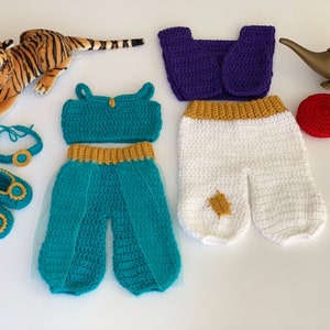 Crochet Disney Princess Jasmine baby crochet outfit , inspired in princess Jasmine aladdin crochet and tulle image 2