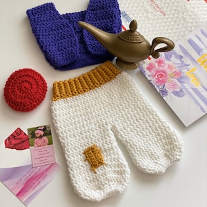 Aladdin Inspired Costume , Crochet aladdin costume, aladdin inspired photo prop newborn to 12 months , handmade crochet outfit