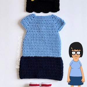 Bob’s Burgers TV Show inspired costume crochet ,Outfit baby , Tina belcher ,Newborn ,Photography, Photo props , Handmade crochet Outfits