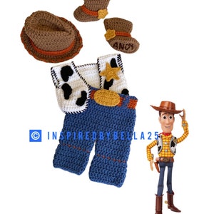 Crochet cowboy baby outfit , woody toy story outfit, newborn photography outfit, newborn photography prop, cowboy handmade outfit