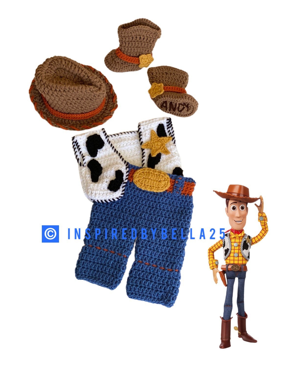 Crochet cowboy baby outfit woody toy story outfit newborn photography outfit newborn photography prop cowboy handmade outfit