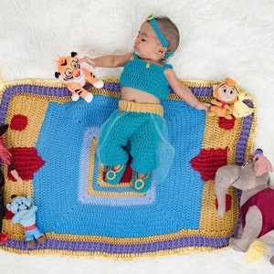 Crochet Disney Princess Jasmine baby crochet outfit , inspired in princess Jasmine aladdin crochet and tulle image 9