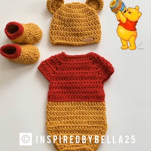 Winnie The Pooh Handmade Crochet OUTFIT Inspired In Disney Winnie The Pooh , Photography ,Newborn -12Months winnie the pooh