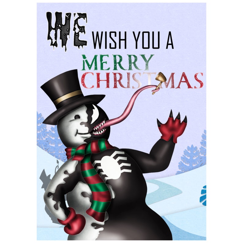 Venom the Snowman Christmas Card Etsy