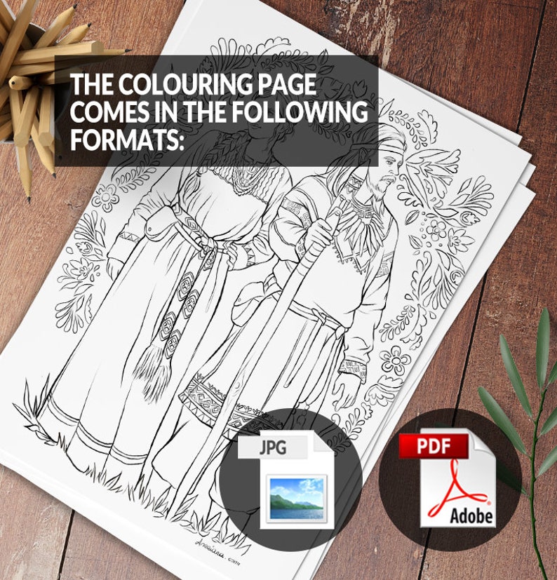 Slavic Folklore Printable Coloring Page traditional and Digital ...