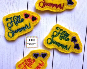 digital download for embroidery machines Hello Summer zip file Feltie Design