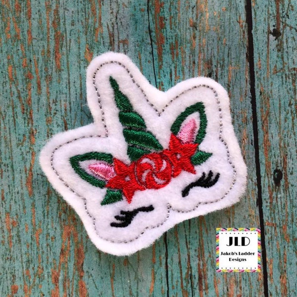 Holiday Unicorn Feltie Design, digital download to be used with embroidery machines