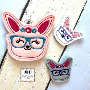 Floral Bunny Feltie Design in 2 sizes, digital download for machine embroidery