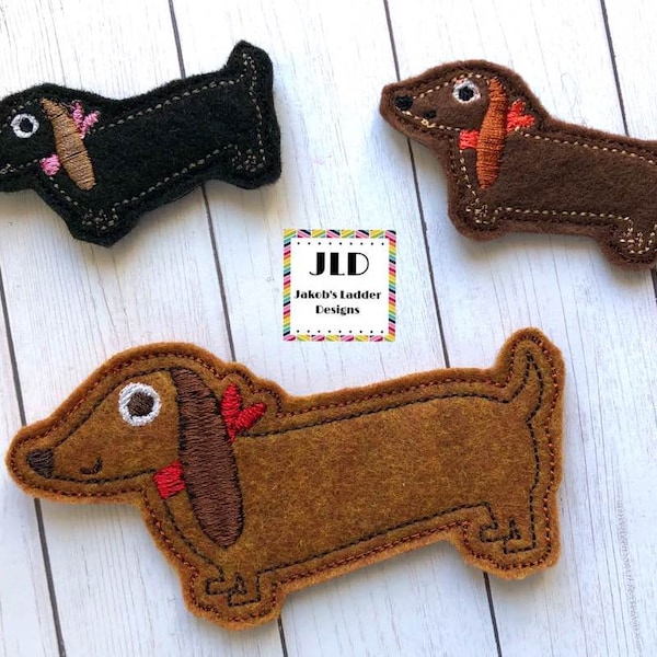 Dachshund Feltie Design in 2 sizes (The LexiLou), digital download for embroidery machines