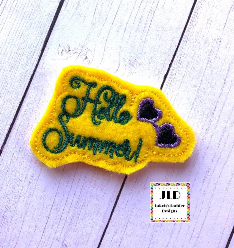 digital download for embroidery machines Hello Summer zip file Feltie Design
