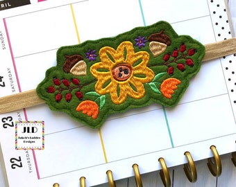 Fall Floral Swag Planner Band ITH Embroidery Design digital download only. 5 x 7