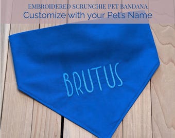Personalized Name Embroidery, Custom Dog Bandana, Easy Slip On Neckwear, Handmade Pet Gift