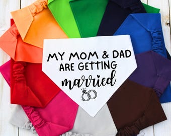 Scrunchie Pet Bandana, Wedding Announcement Bandana, Mom and Dad Are Getting Married, Engagement Gift, Dog Mom Gift, Cat Bandana