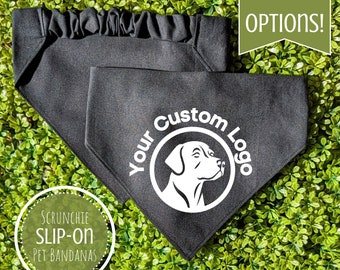 Scrunchie Dog Bandana, Logotipo personalizado Pet Bandana, Bandana de perro personalizado, Regalo para mamá perro, Regalo de perro nuevo, Regalo de peluquero de perros, Bandana de pedido a granel