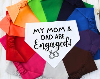 Scrunchie Pet Bandana, Engagement Announcement Bandana, My Mom and Dad Are Engaged, Engagement Gift, Dog Mom Gift, Cat Bandana, Marriage