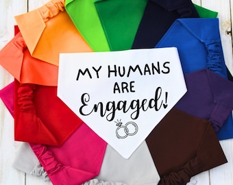 Scrunchie Pet Bandana, Engagement Announcement Bandana, My Humans Are Engaged, Engagement Gift, Dog Mom Gift, Cat Bandana, Marriage