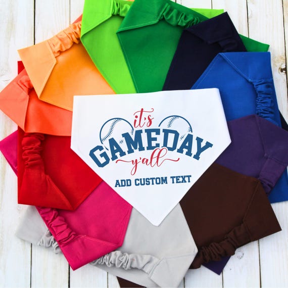 Scrunchie Baseball Dog Bandana, Cat Bandana, Baseball Pet Slip on Bandana, Baseball Mom Gift, New Dog Gift, Sports Team Support, Bulk Order