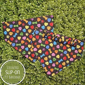 Scrunchie Dog Bandana, Valentine Slip On Pet Bandana, Gift for Dog Mom, New Dog Gift, Valentines Day Scrunchie Bandana, Cat Bandana