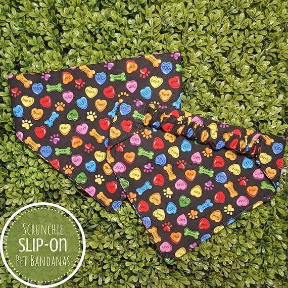 Scrunchie Dog Bandana, Valentine Slip On Pet Bandana, Gift for Dog Mom, New Dog Gift, Valentines Day Scrunchie Bandana, Cat Bandana