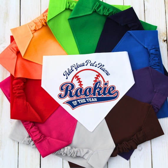 Scrunchie Baseball Dog Bandana, Cat Bandana, Rookie Pet Slip on Bandana, Baseball Mom Gift, New Dog Gift, Sports Team Support, Bulk Order