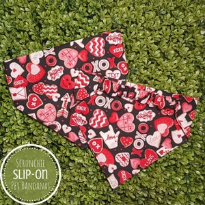 Dog Bandana, Valentine Slip On Pet Bandana, Gift for Dog Mom, New Dog Gift, Valentines Cookie Scrunchie Bandana, Cat Bandana