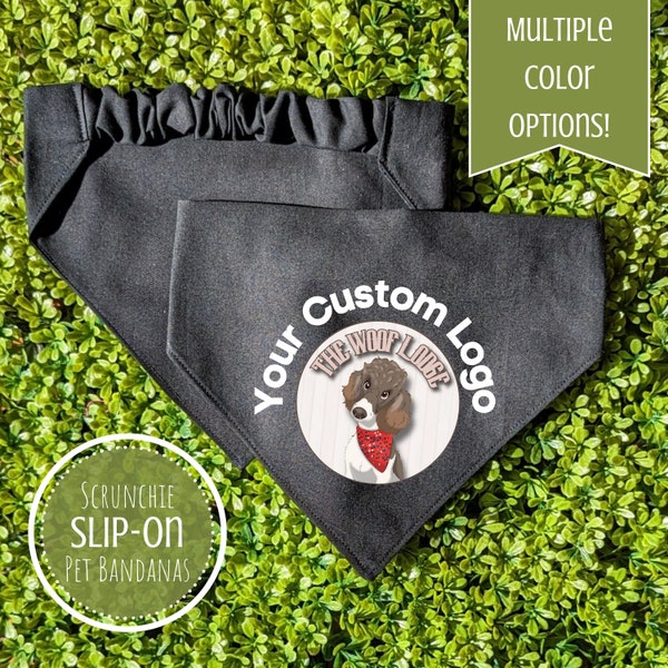 Scrunchie Dog Bandana, Custom Full Color Logo Pet Bandana, Gift for Dog Mom, New Dog Gift, Dog Groomer Gift, Bulk Order