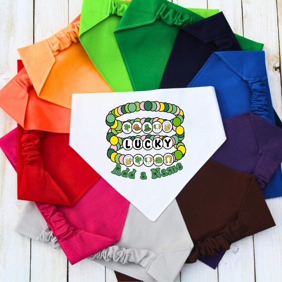 Scrunchie Dog Bandana, St. Patrick's Day Pet Bandana, Cat Bandana, Personalized Pet Bandana, Gift for Dog Mom, New Dog Gift, Lucky Bandana