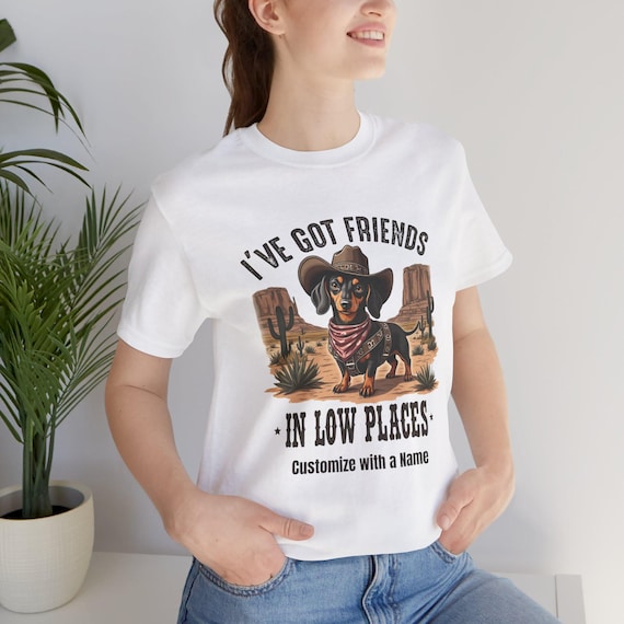 Dachshund Cowboy Tee, Personalized Dog Lover Shirt, Weiner Dog Tshirt, Unisex Tshirt, Animal Graphic Tee, Custom Pet Name