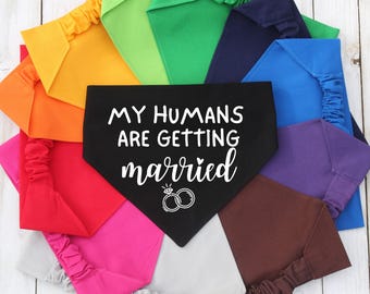 Scrunchie Pet Bandana, Wedding Announcement Bandana, My Humans Are Getting Married, Engagement Gift, Dog Mom Gift, Cat Bandana, Marriage