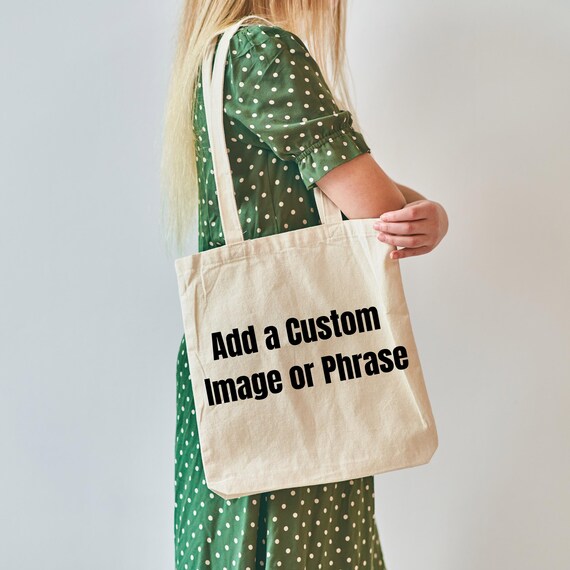 Custom Canvas Tote Bag, Personalized Cotton Tote with Your Photo or Text, Reusable Shopping Bag, Gift for Her, Custom Image Tote