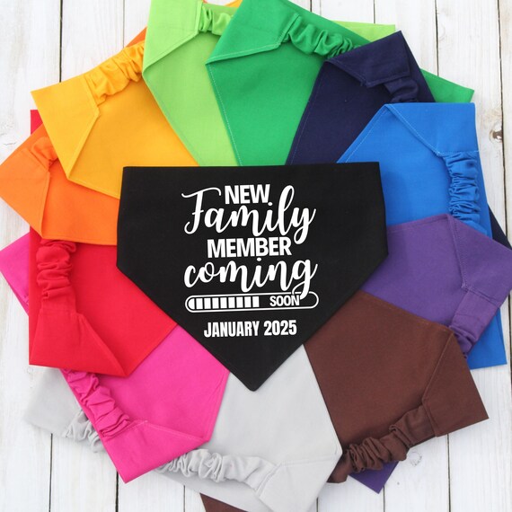 Scrunchie Pet Bandana, Baby Announcement Dog Bandana, New Dog Mom Gift, Baby Shower Gift, Family Member Coming, New Pet Gift, Cat Bandana