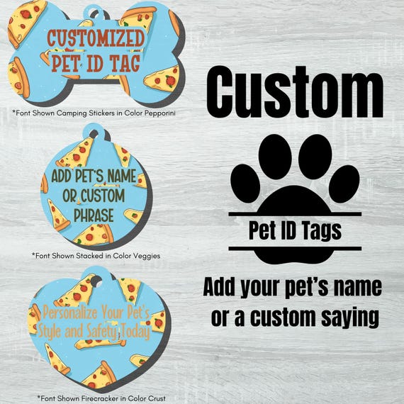 Pet ID Tags, Pizza Dog ID Tag, Custom Dog Tags, Custom Cat Tag, Dog Mom Gift, New Dog Gift, Personalized Pet Gift, Gift for Pizza Lovers