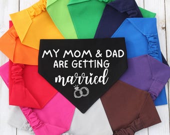 Scrunchie Pet Bandana, Wedding Announcement Bandana, Mom and Dad Are Getting Married, Engagement Gift, Dog Mom Gift, Cat Bandana