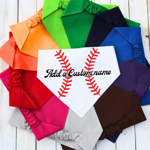 Scrunchie Baseball Dog Bandana, Personalized Baseball Pet Bandana, Baseball Pet Slip on Bandana, Baseball Mom Gift, New Dog Gift, Bulk Order