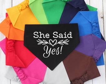 She Said Yes Dog Bandana, Engagement Announcement, Wedding Gift
