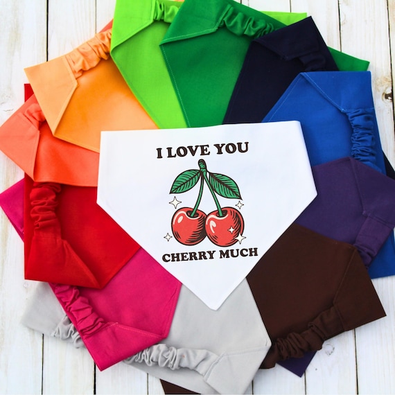 Scrunchie Pet Bandana, Personalized Dog Bandana, Custom Pet Bandana, Cherry Dog Bandana, Gift for Dog Mom, New Dog Gift, Funny Dog Gift
