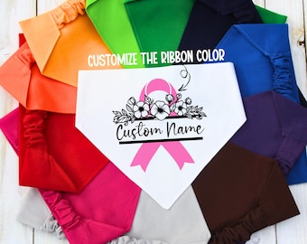 Scrunchie Dog Bandana, Custom Cancer Awareness Pet Bandana, Personalized Memorial Monogram Pet Bandana, Cancer Ribbon Support, Cat Bandana