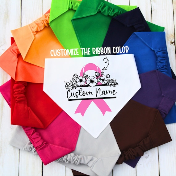 Scrunchie Dog Bandana, Custom Cancer Awareness Pet Bandana, Personalized Memorial Monogram Pet Bandana, Cancer Ribbon Support, Cat Bandana
