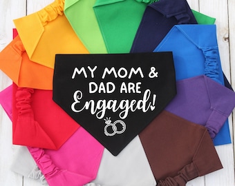 Scrunchie Pet Bandana, Engagement Announcement Bandana, My Mom and Dad Are Engaged, Engagement Gift, Dog Mom Gift, Cat Bandana, Marriage