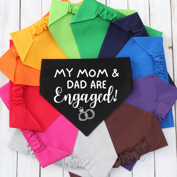Scrunchie Pet Bandana, Engagement Announcement Bandana, My Mom and Dad Are Engaged, Engagement Gift, Dog Mom Gift, Cat Bandana, Marriage