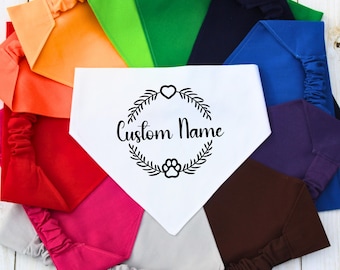 Personalized Scrunchie Dog Bandana, Custom Slip-on Monogram Pet Scarf