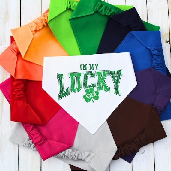 Scrunchie Dog Bandana, St. Patrick's Day Pet Bandana, Cat Bandana, In My Lucky Era, Gift for Dog Mom, New Dog Gift, Lucky Bandana